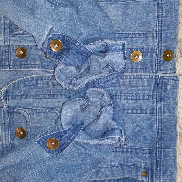 Cropped blue jean jacket adjustable sleeves - Picture 6 of 7